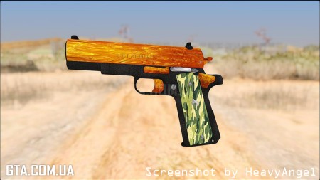 Gold M1911 with Forest Camo Grip